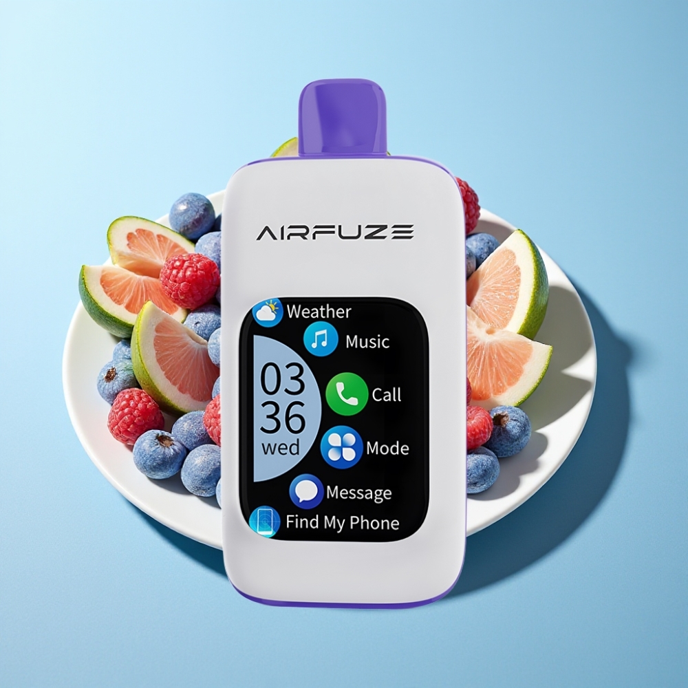 AirFuze Smart 30000 Puffs Blå Razz Is Disposable Pod med 5 Nikotin  Touchskärm