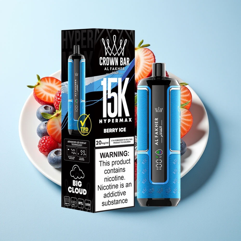 Al Fakher Crown Bar 15K Hypermax Engångs Vape Kit Berry Ice med 22ml  600mAh