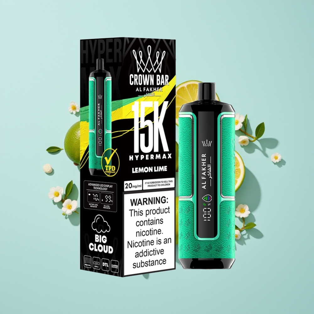 Al Fakher Crown Bar 15K Hypermax Engångs Vape Kit Citron Lime