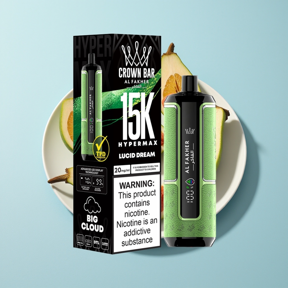 Al Fakher Crown Bar 15K Hypermax Engångs Vape Kit – 22ml 600mAh Type-C Lucid Dream