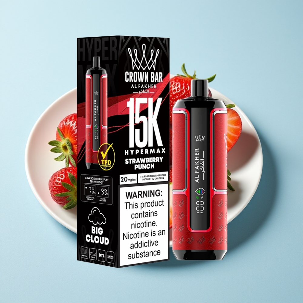 Al Fakher Crown Bar 15K Hypermax Engångs Vape med Jordgubbsmak 22ml 600mAh
