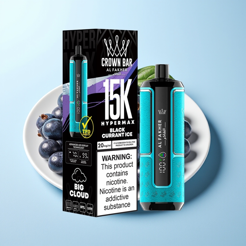 Al Fakher Crown Bar 15K Hypermax Engångsvape med Blackcurrant Ice – 22ml 600mAh