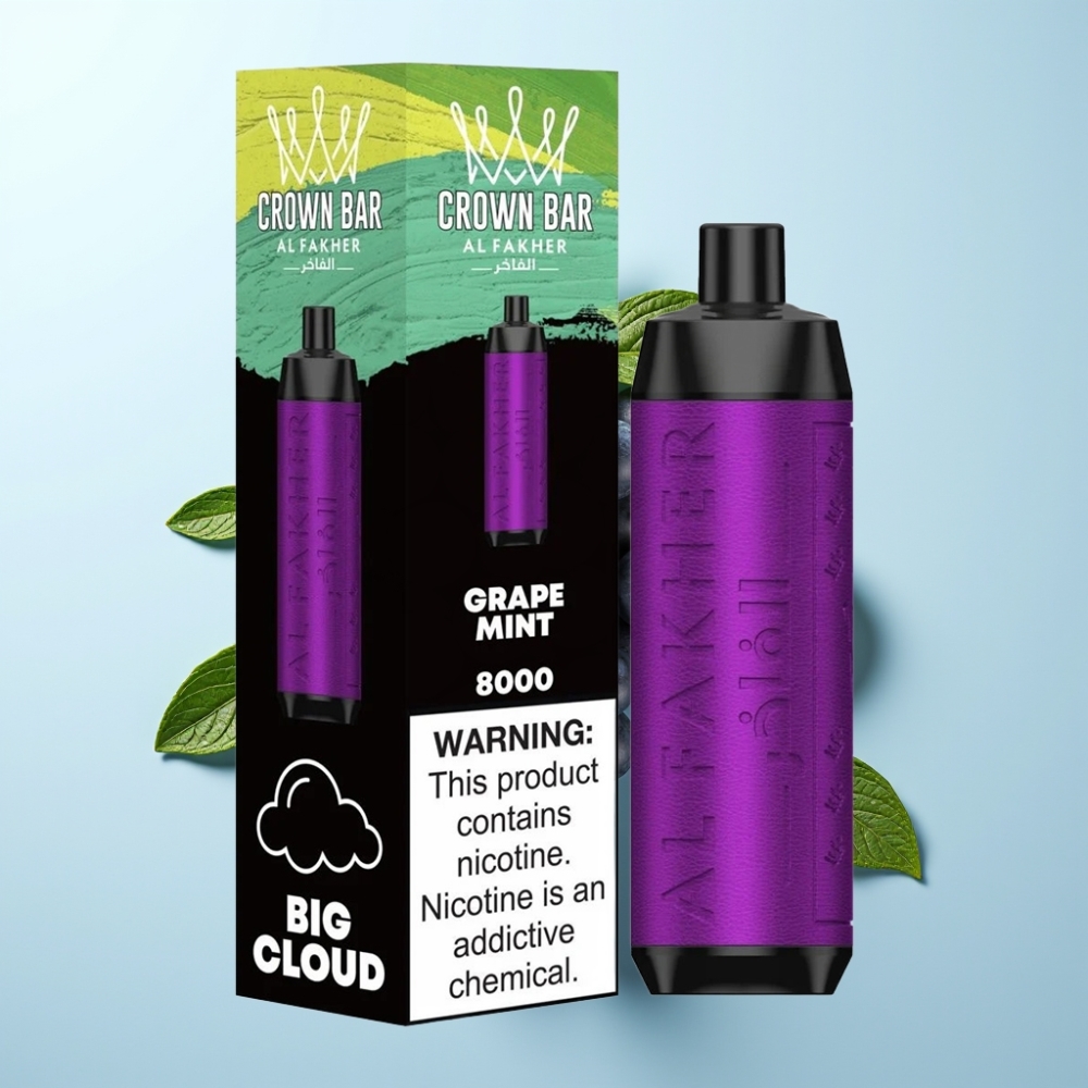 Al Fakher Crown Bar 8000 Crystal 18ml 5mg Grape Mint Disposable Vape