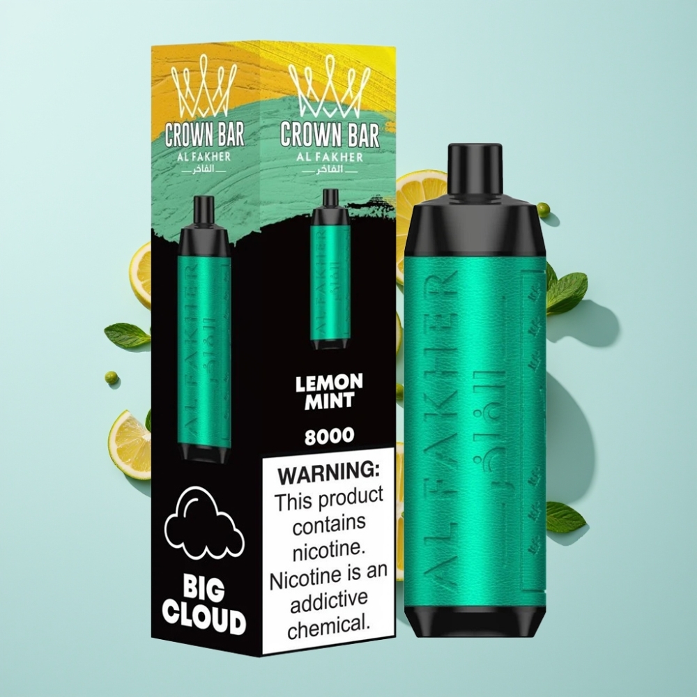 Al Fakher Crown Bar 8000 Crystal Disposable Vape 18ml 5mg Citronmynta