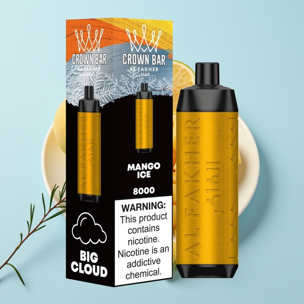 Al Fakher Crown Bar 8000 Crystal Disposable Vape Mango Ice 18ml 5mg USB-C