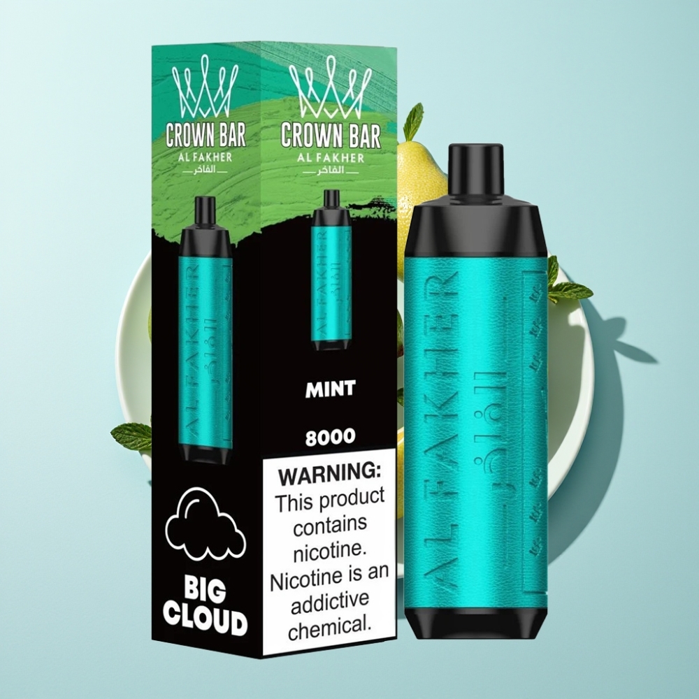 Al Fakher Crown Bar 8000 Crystal Disposable Vape Mint 18ml 5mg USB-C