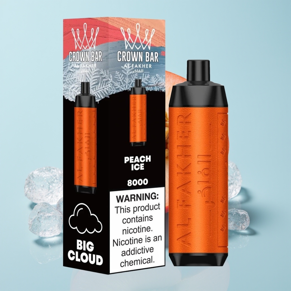 Al Fakher Crown Bar 8000 Crystal Disposable Vape Peach Is 600mAh 18ml 5mg