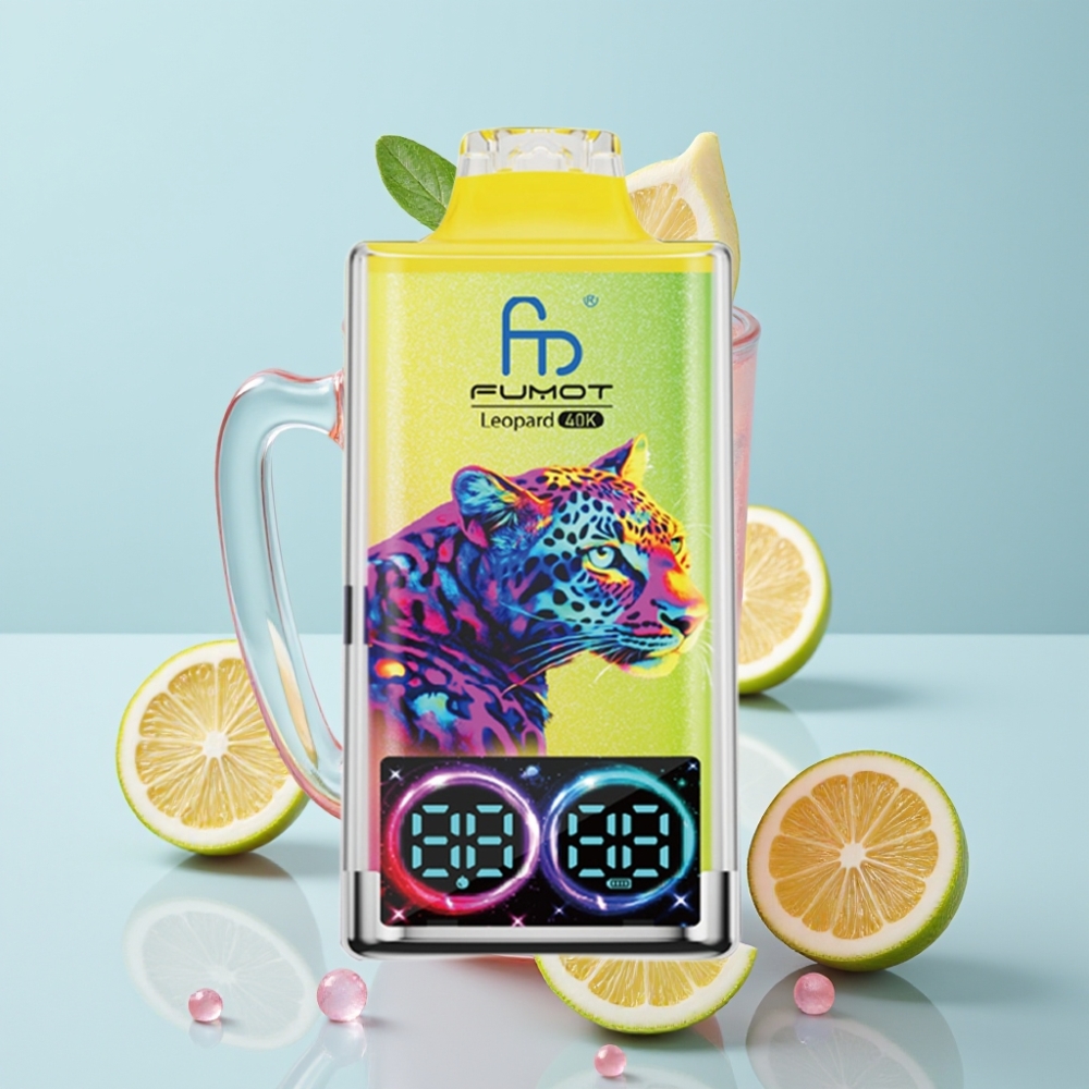 Fumot Leopard 40K Pink Lemonade Disposabel E-Cigg Med Dual Mesh  Digital Display