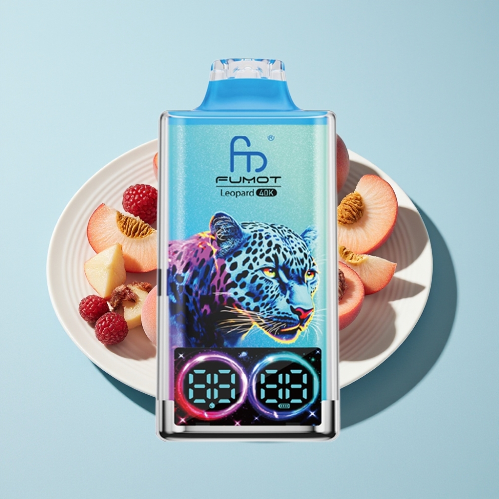 Fumot Leopard 40K Puffs Disposabel E-Cigg Dual Mesh Typ-C Laddning Peach Berry
