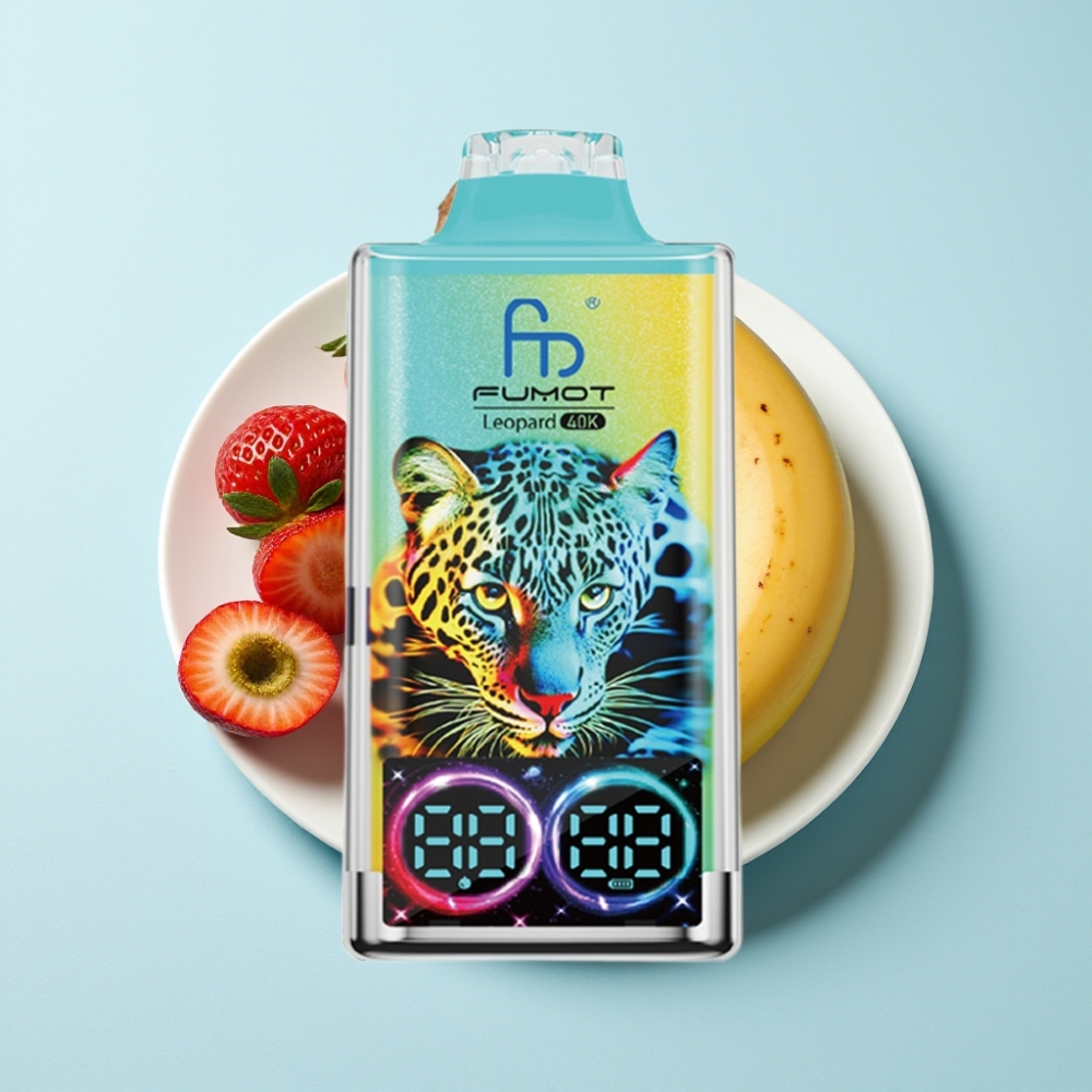 Fumot Leopard 40K Puffs Disposable Vape Dual Mesh Digital Display Type-C Jordgubb Banan
