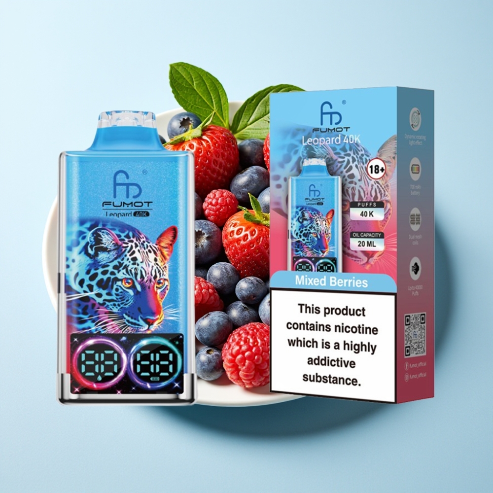 Fumot Leopard 40K Puffs Dual Mesh Digital Display Mixed Berries