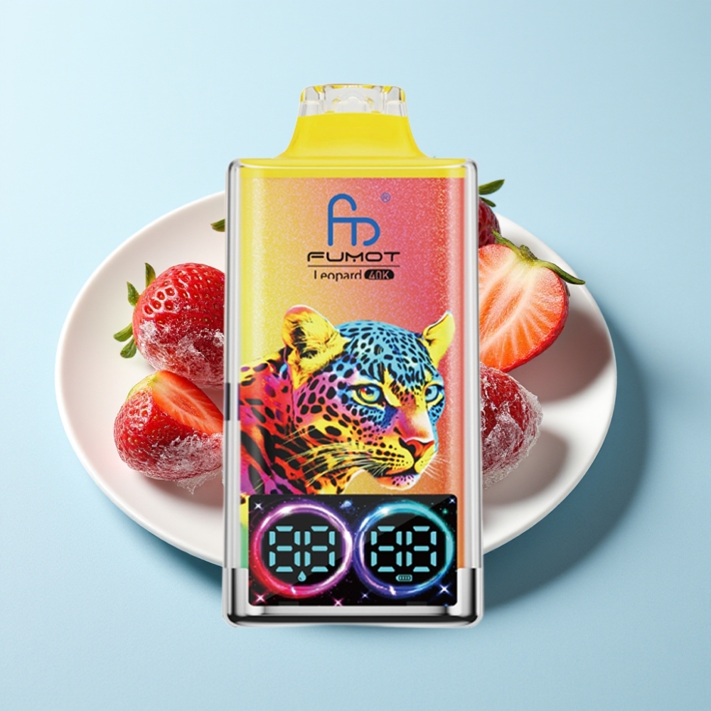 Fumot Leopard 40K Puffs Dual Mesh Typ-C Laddning Jordgubbsis