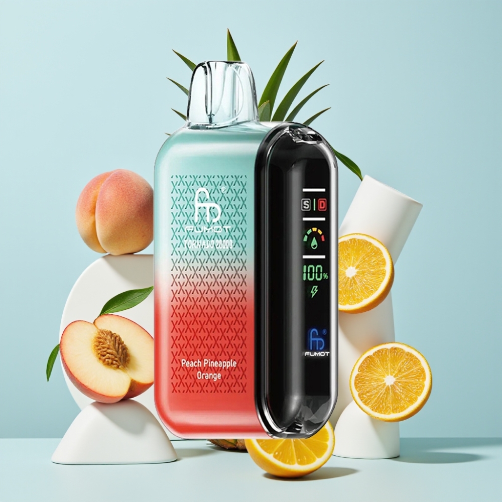 Fumot Tornado 20000 Puffar Dual Mesh Coil 20ml Smart Display Peach Pineapple Orange