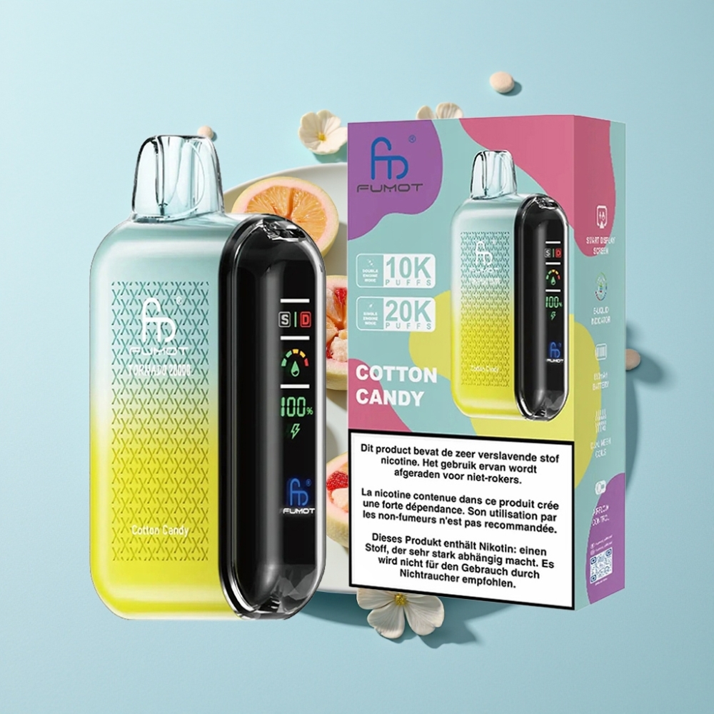 Fumot Tornado 20000 Puffs Dual Mesh 20ml Smart Display Cotton Candy