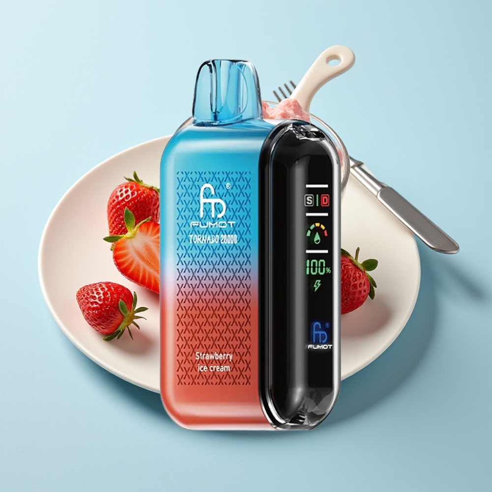 Fumot Tornado 20000 Puffs Dual Mesh 20ml Smart Display Jordgubb Glass