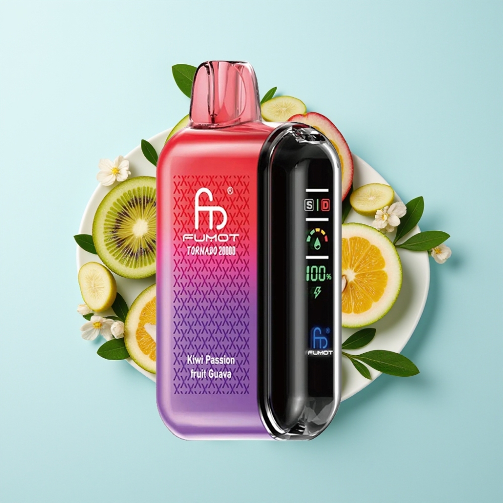 Fumot Tornado 20000 Puffs Dual Mesh 20ml Smart Display Kiwi Passionfrukt Guava