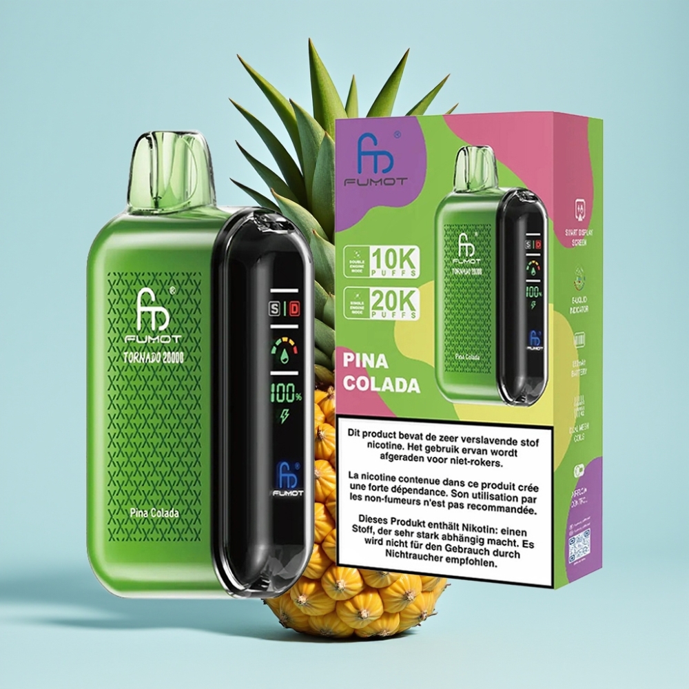 Fumot Tornado 20000 Puffs Dual Mesh 20ml Smart Display Pina Colada