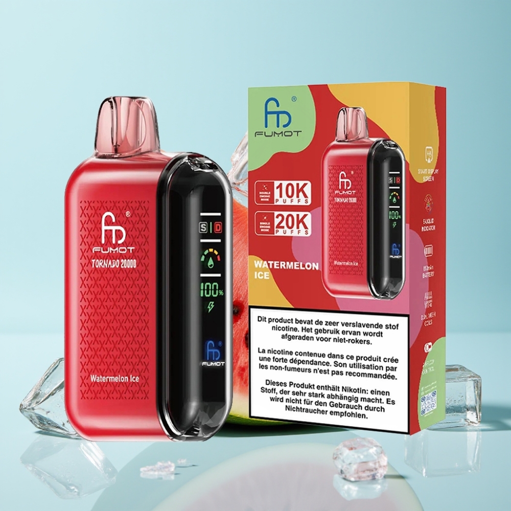 Fumot Tornado 20000 Puffs Dual Mesh Coil 20ml Smart Display Watermelon Is