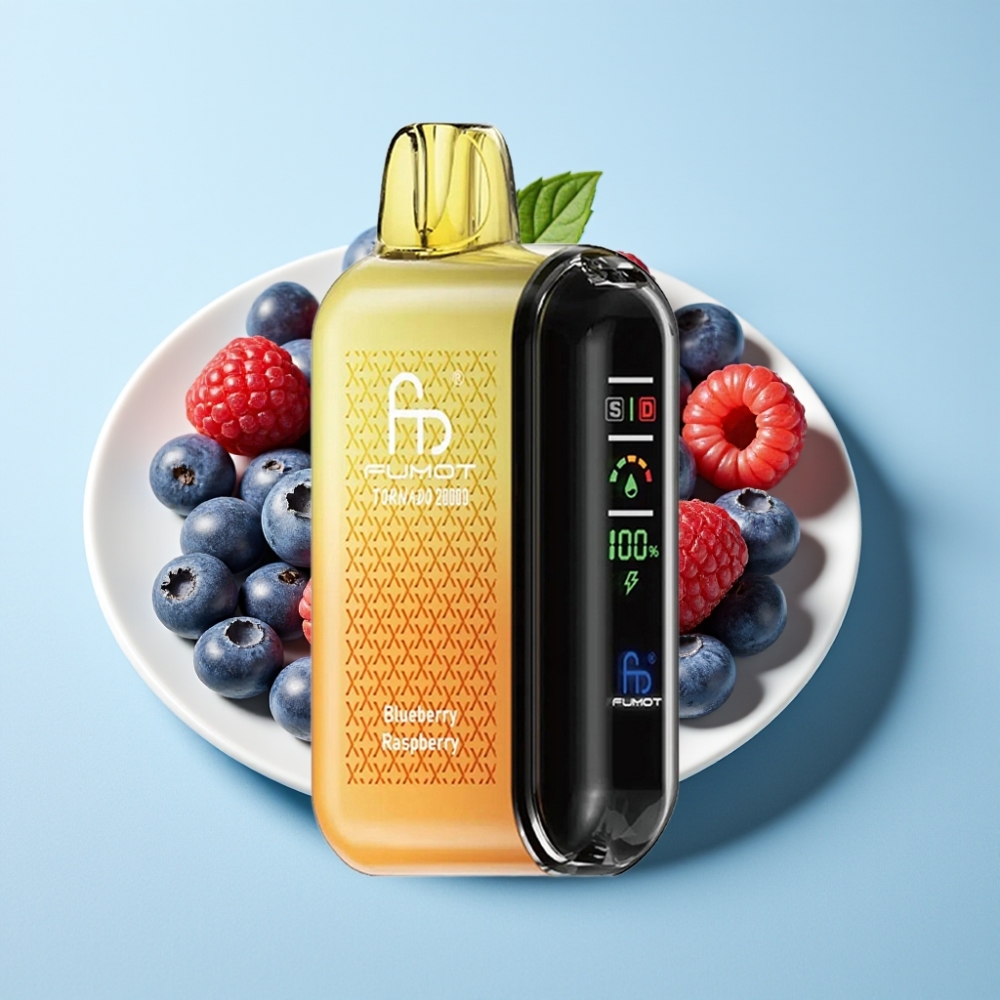 Fumot Tornado 20000 Puffs Dual Mesh Coil Smart Display Blåbär Hallon
