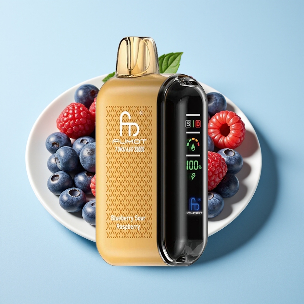Fumot Tornado 20000 Puffs Dual Mesh Coil Smart Display Blåbär Sur Hallon