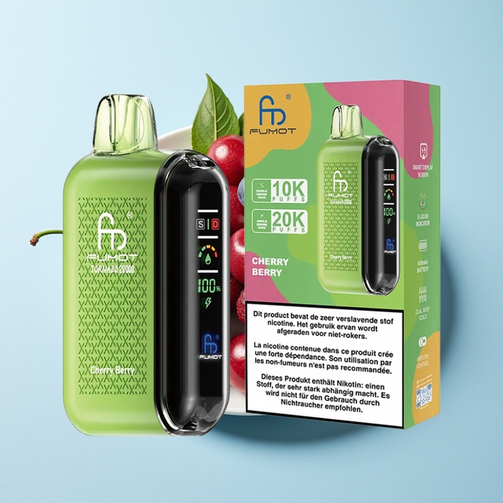 Fumot Tornado 20000 Puffs Dual Mesh Coil Smart Display Cherry Berry