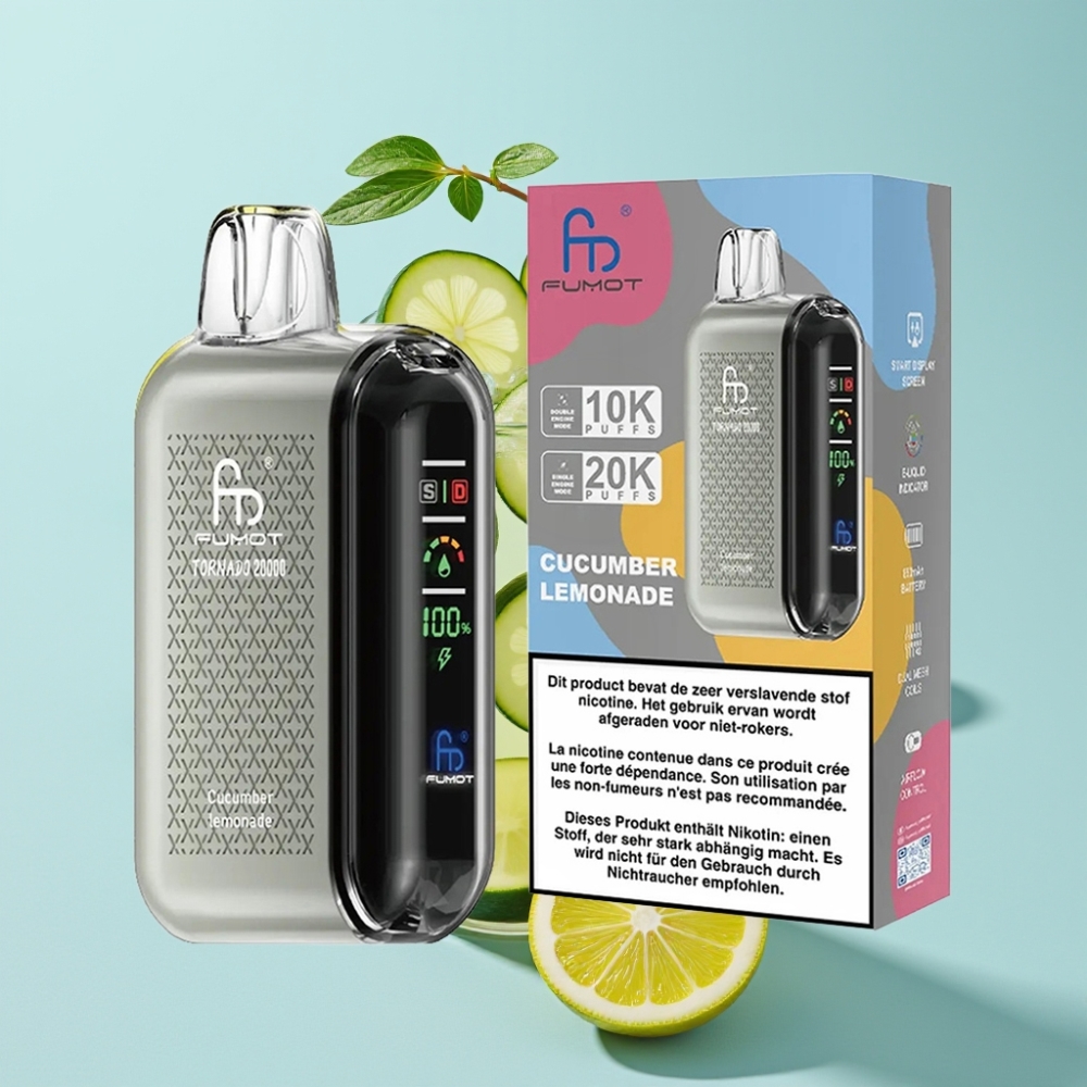 Fumot Tornado 20000 Puffs Dual Mesh Coil Smart Display Cucumber Lemonade