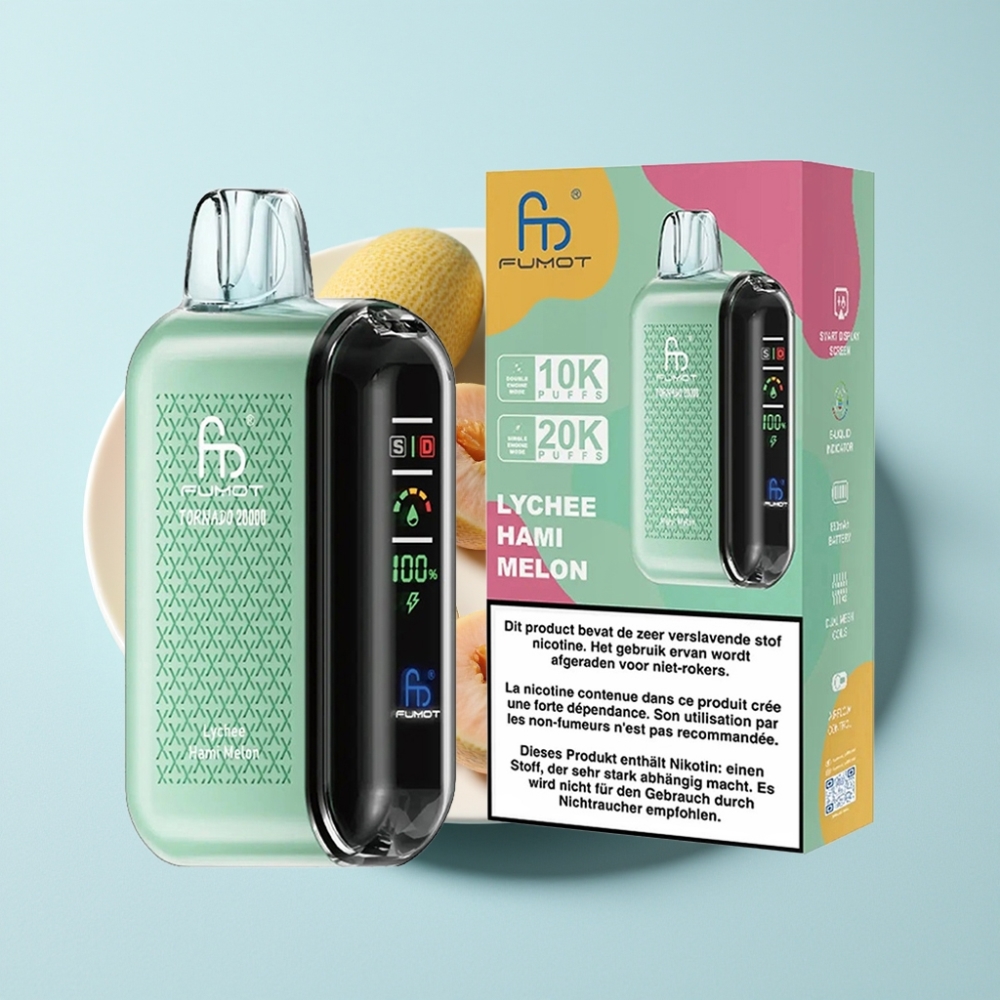 Fumot Tornado 20000 Puffs Dual Mesh Coil Smart Display Lychee Hami Melon