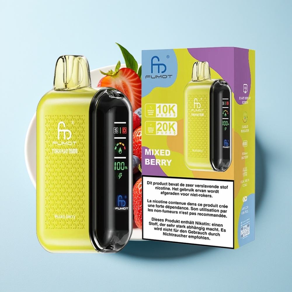 Fumot Tornado 20000 Puffs Dual Mesh Coil Smart Display Mixed Berry