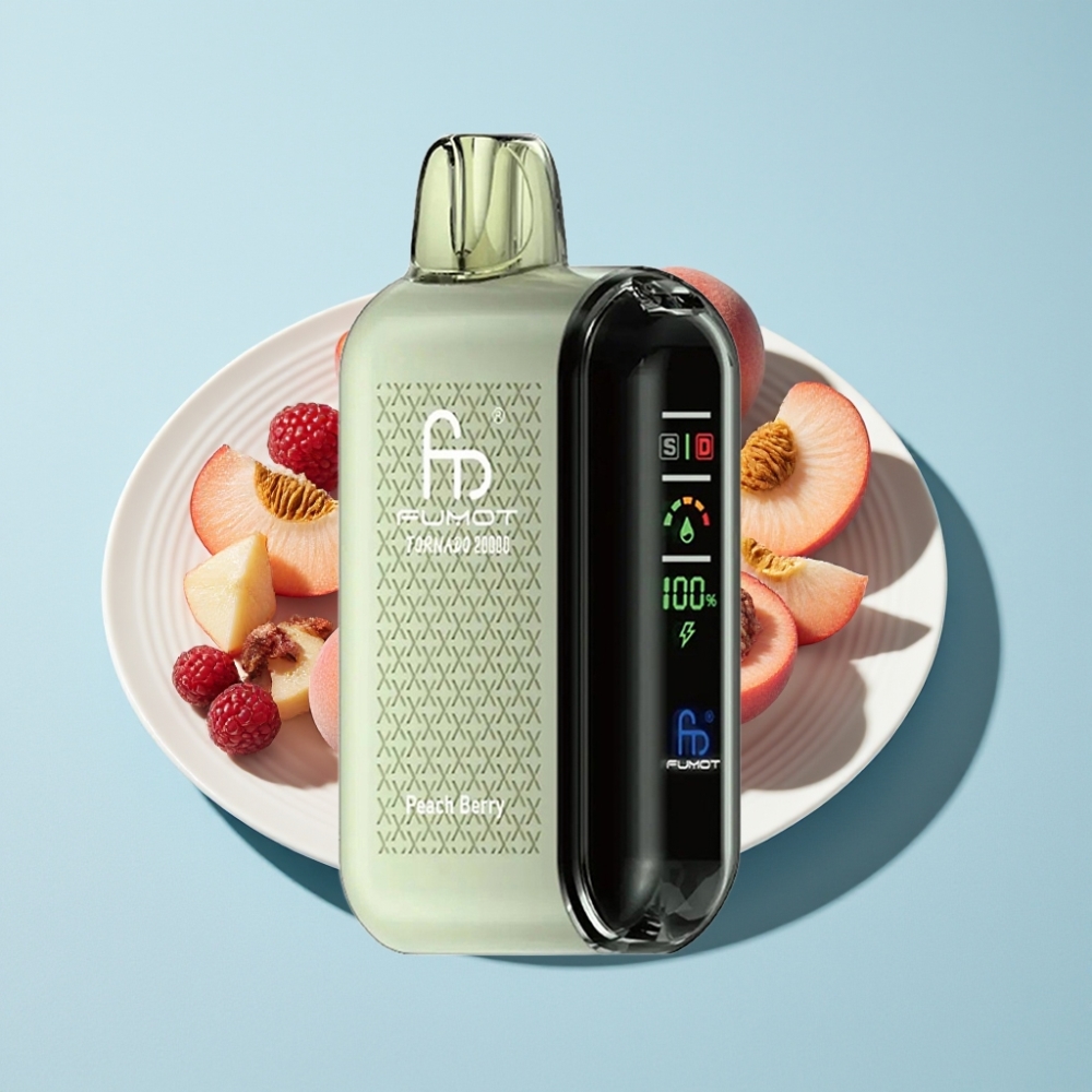Fumot Tornado 20000 Puffs Dual Mesh Coil Smart Display Peach Berry