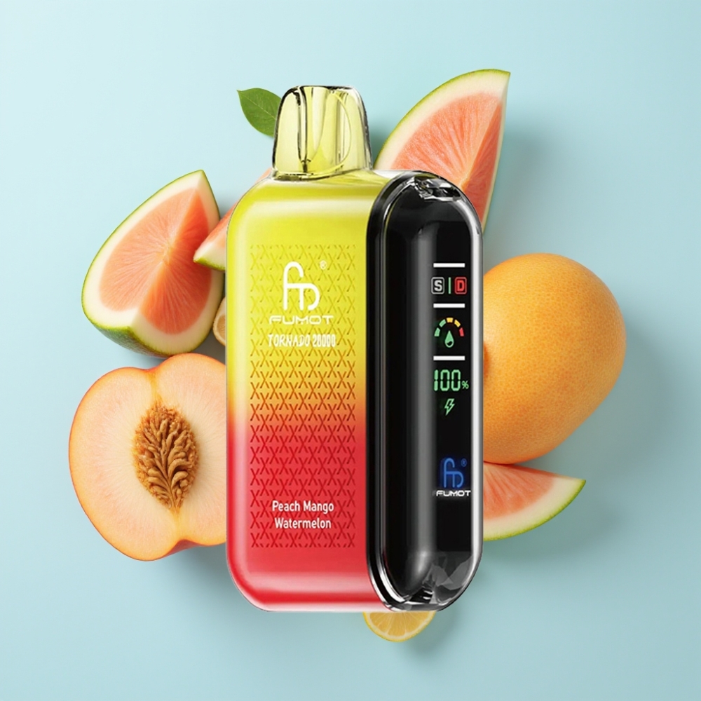 Fumot Tornado 20000 Puffs Dual Mesh Coil Smart Display Peach Mango Watermelon