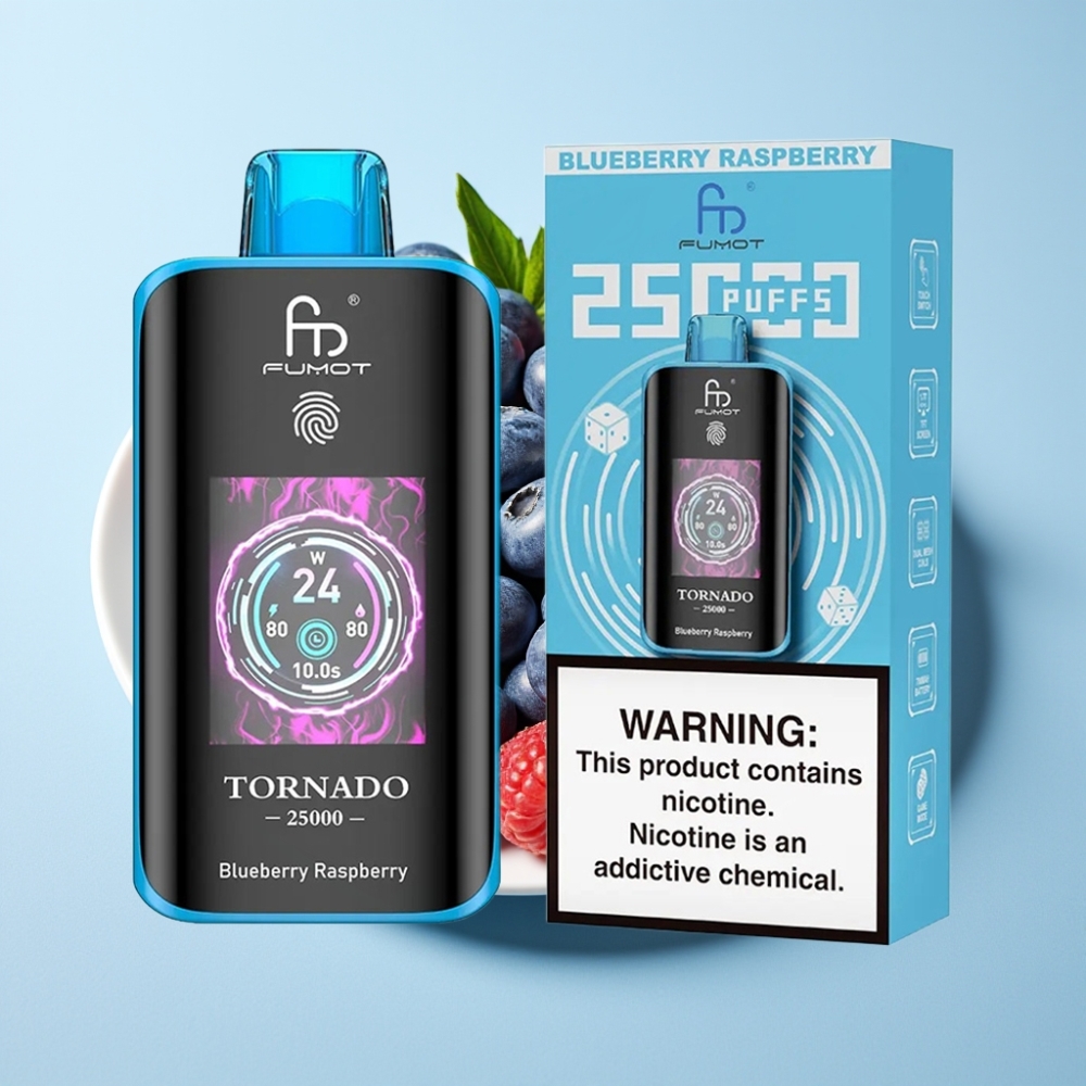 Fumot Tornado 25000 Puff HD Skärm 700mAh Blåbär Hallon
