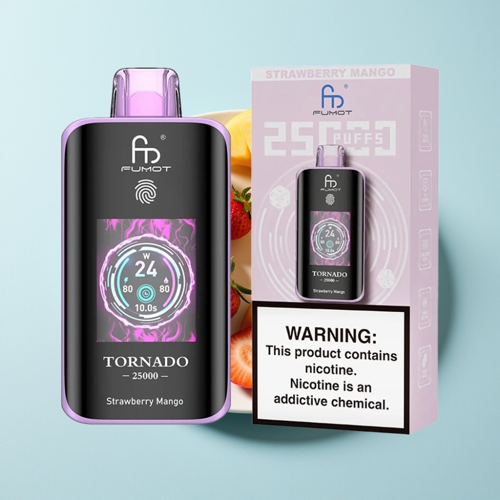 Fumot Tornado 25000 Puff HD-skärm 20ml Jordgubb Mango Typ-C