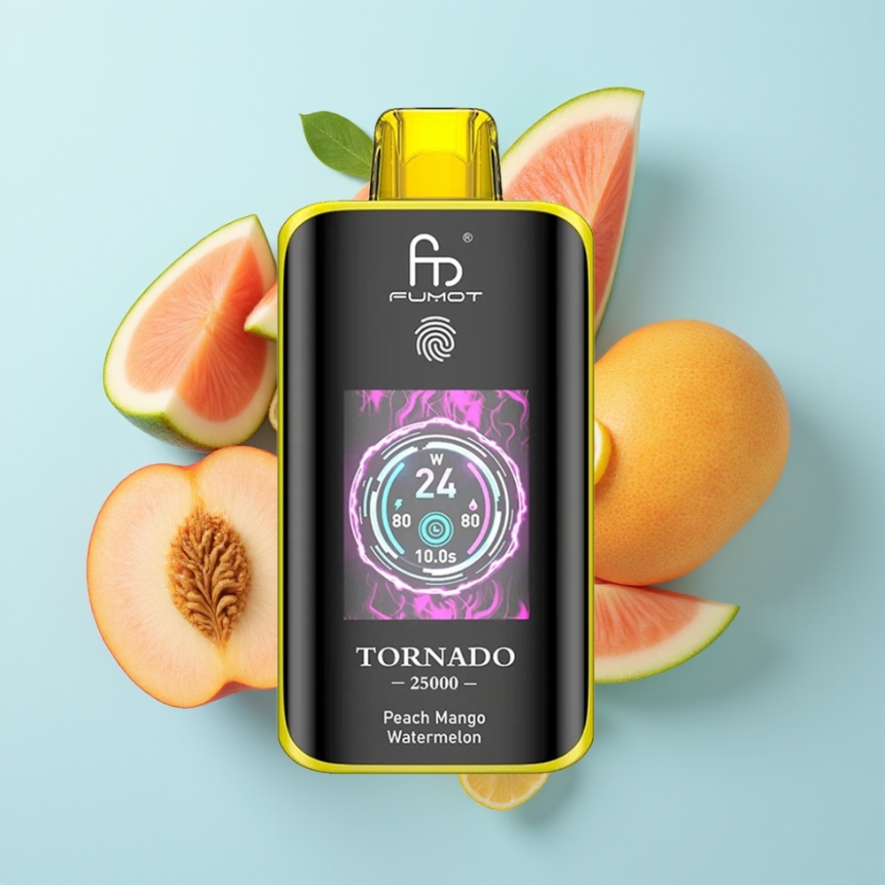 Fumot Tornado 25000 Puffar HD-skärm 700mAh 20ml Persika Mango Vattenmelon