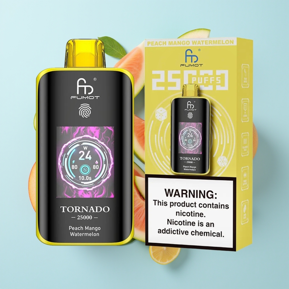 Fumot Tornado 25000 Puffar HD-skärm 700mAh 20ml Persika Mango Vattenmelon