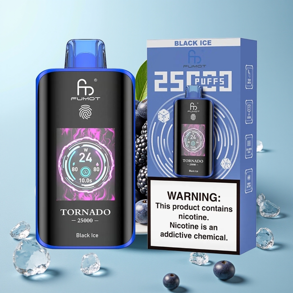 Fumot Tornado 25000 Puffs HD Skärm 700mAh 20ml Black Ice