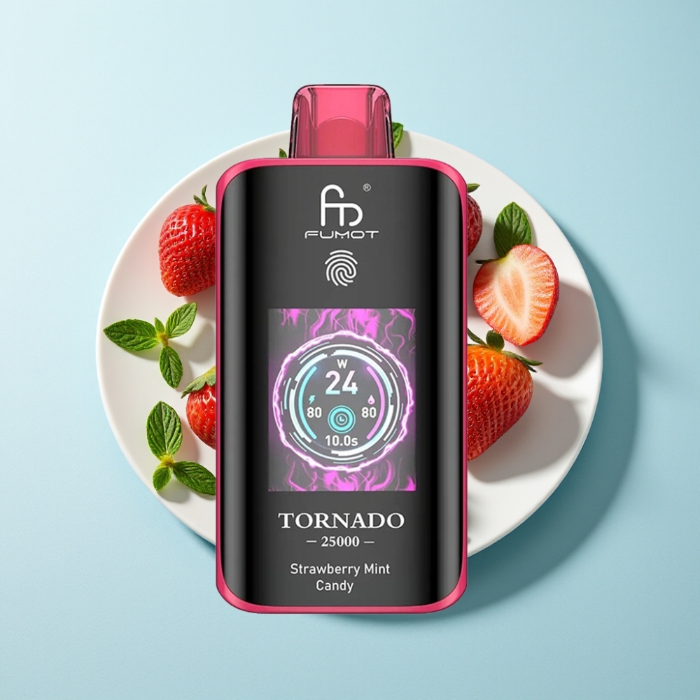 Fumot Tornado 25000 Puffs HD Skärm 700mAh 20ml Jordgubb Mint Godis