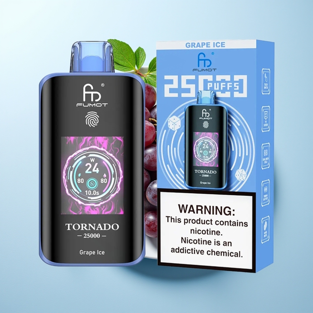 Fumot Tornado 25000 Puffs HD Skärm 700mAh Grape Ice