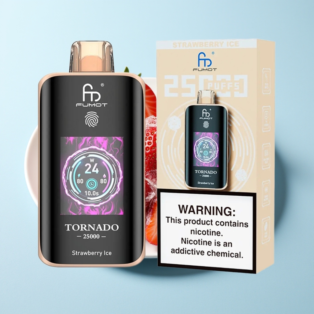 Fumot Tornado 25000 Puffs HD Skärm 700mAh Jordgubb Is