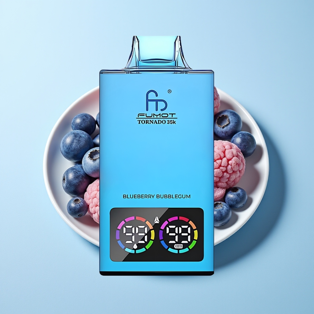 Fumot Tornado 35000 Disposable Vape Dual Mesh Coil USB-C Blåbär Tuggummi
