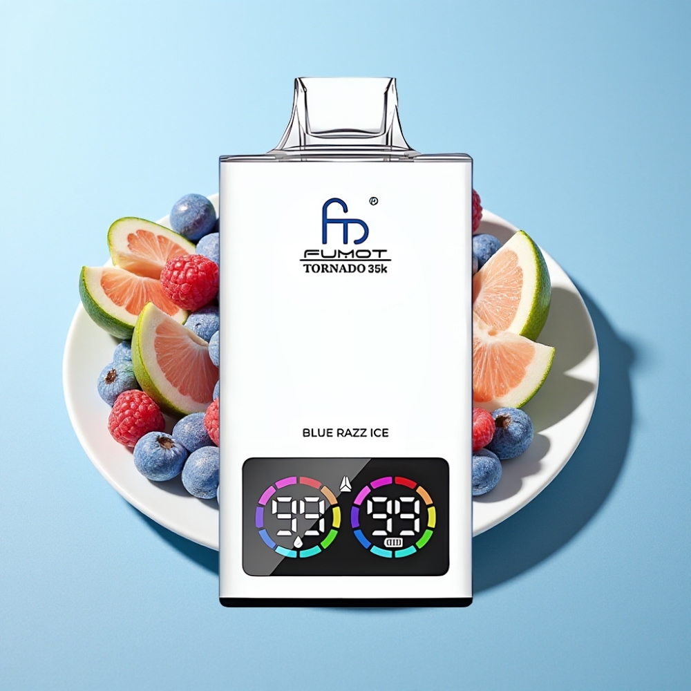 Fumot Tornado 35000 Disposable Vape Dual Mesh RGB Blue Razz Ice