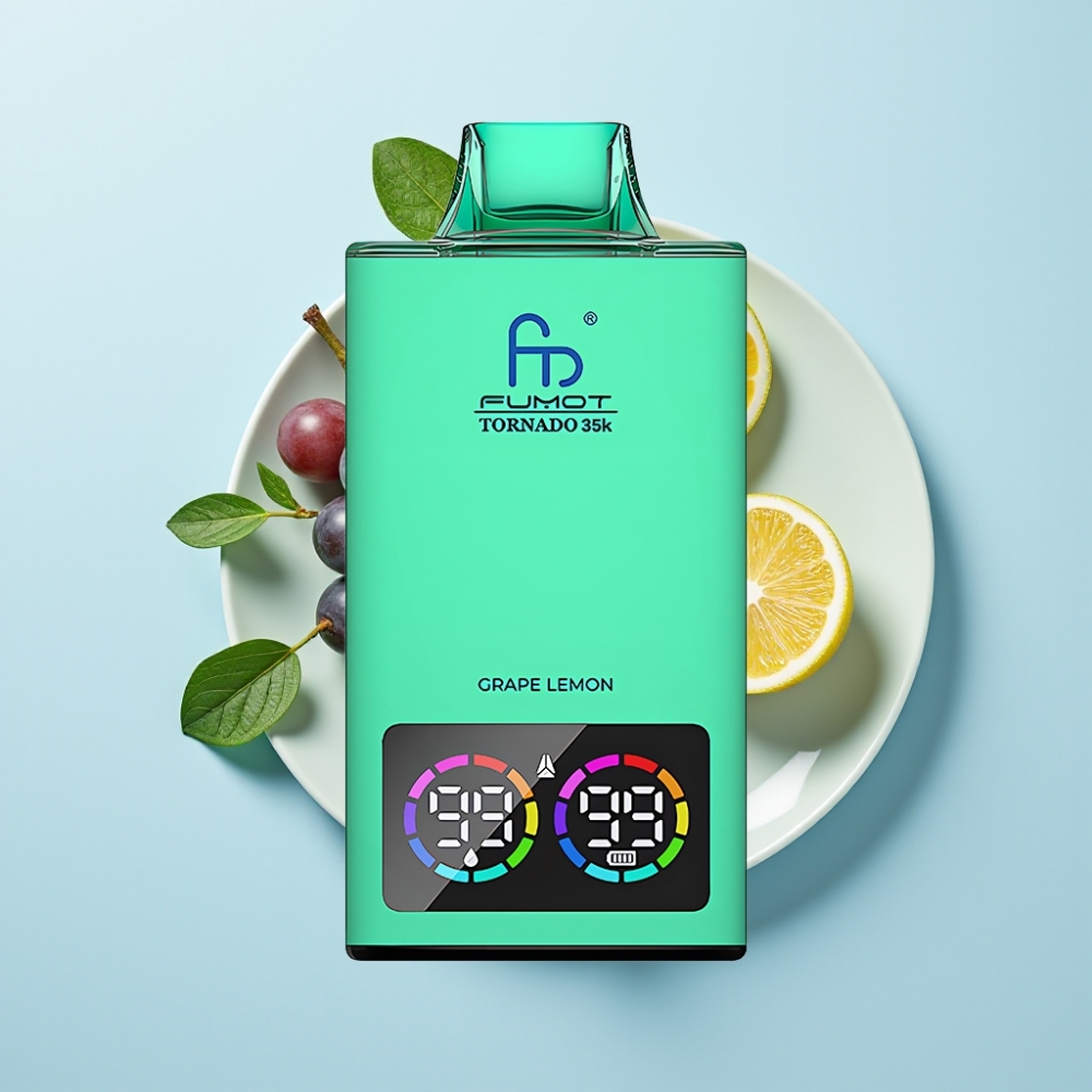 Fumot Tornado 35K Disposable Vape Dual Mesh RGB USB-C Grape Lemon