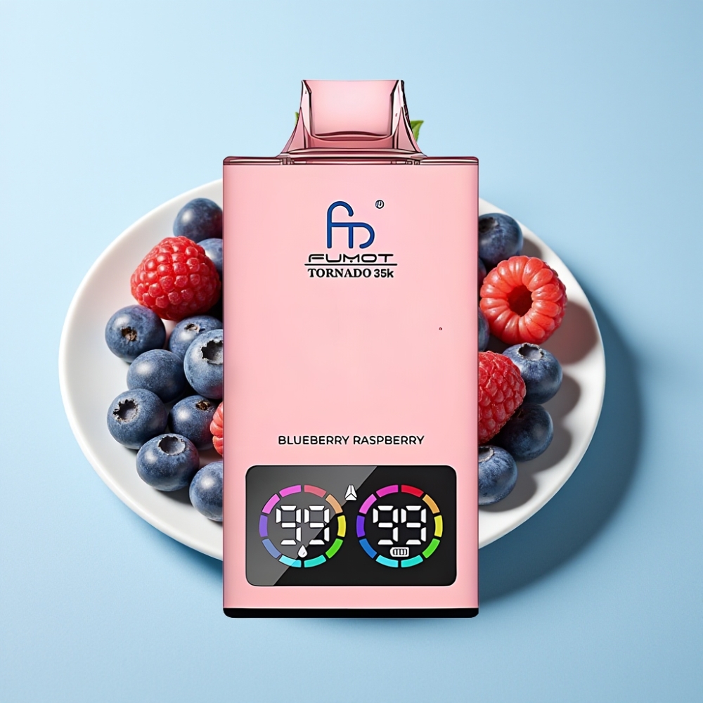 Fumot Tornado 35K Dubbel Mesh Coil USB-C RGB Disposable Vape Blåbär Hallon