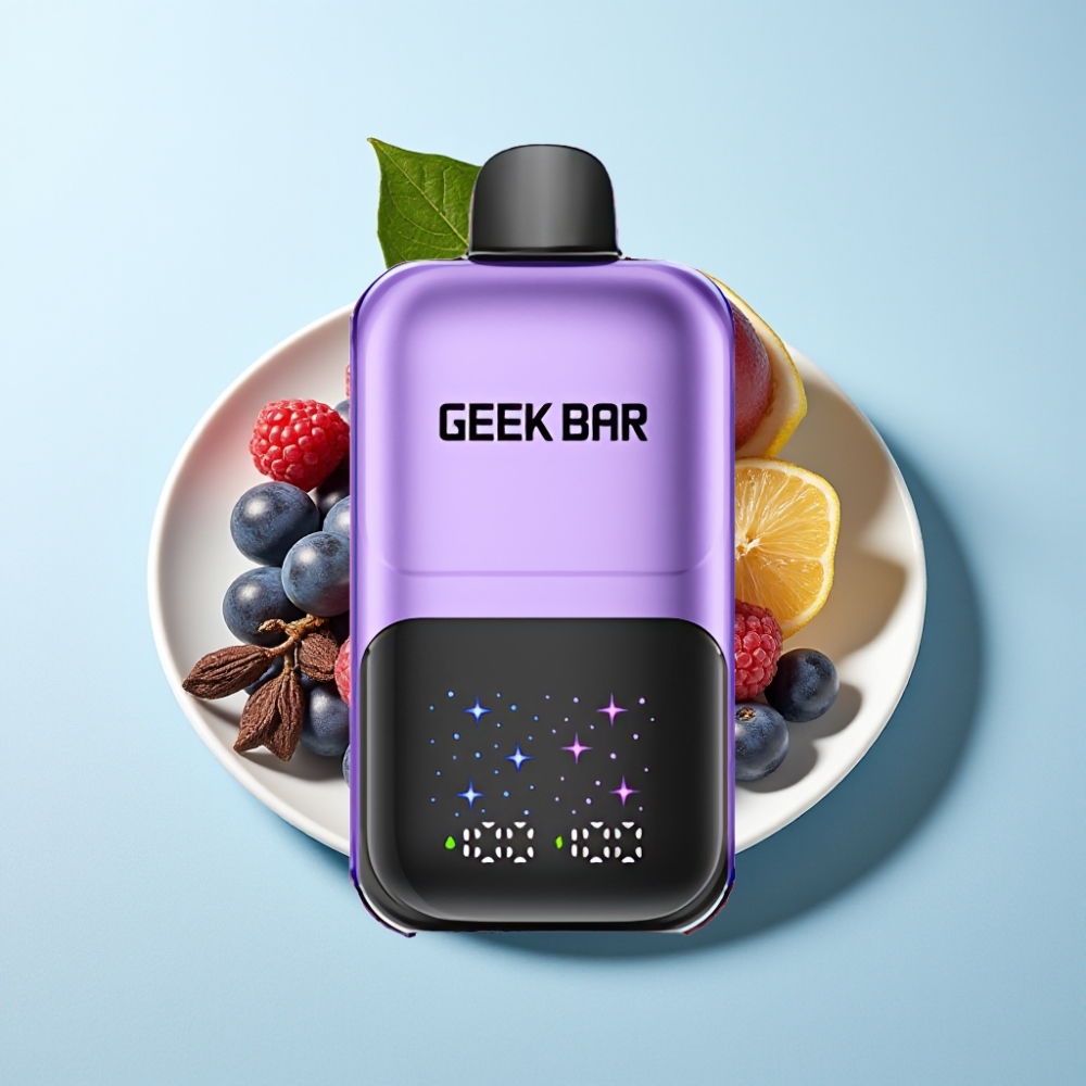 GEEK BAR 2GO 50000 Puffar Interaktiv Skärm Dubbla Tankar Druva  Hallon