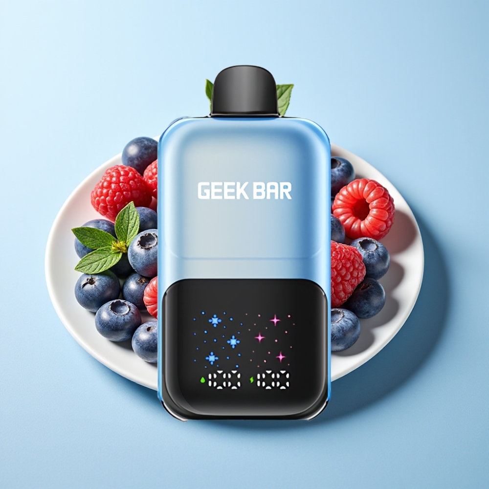 GEEK BAR 2GO 50000 Puffs Interaktiv Skärm Dubbla Tankar Blåbär Hallon Is