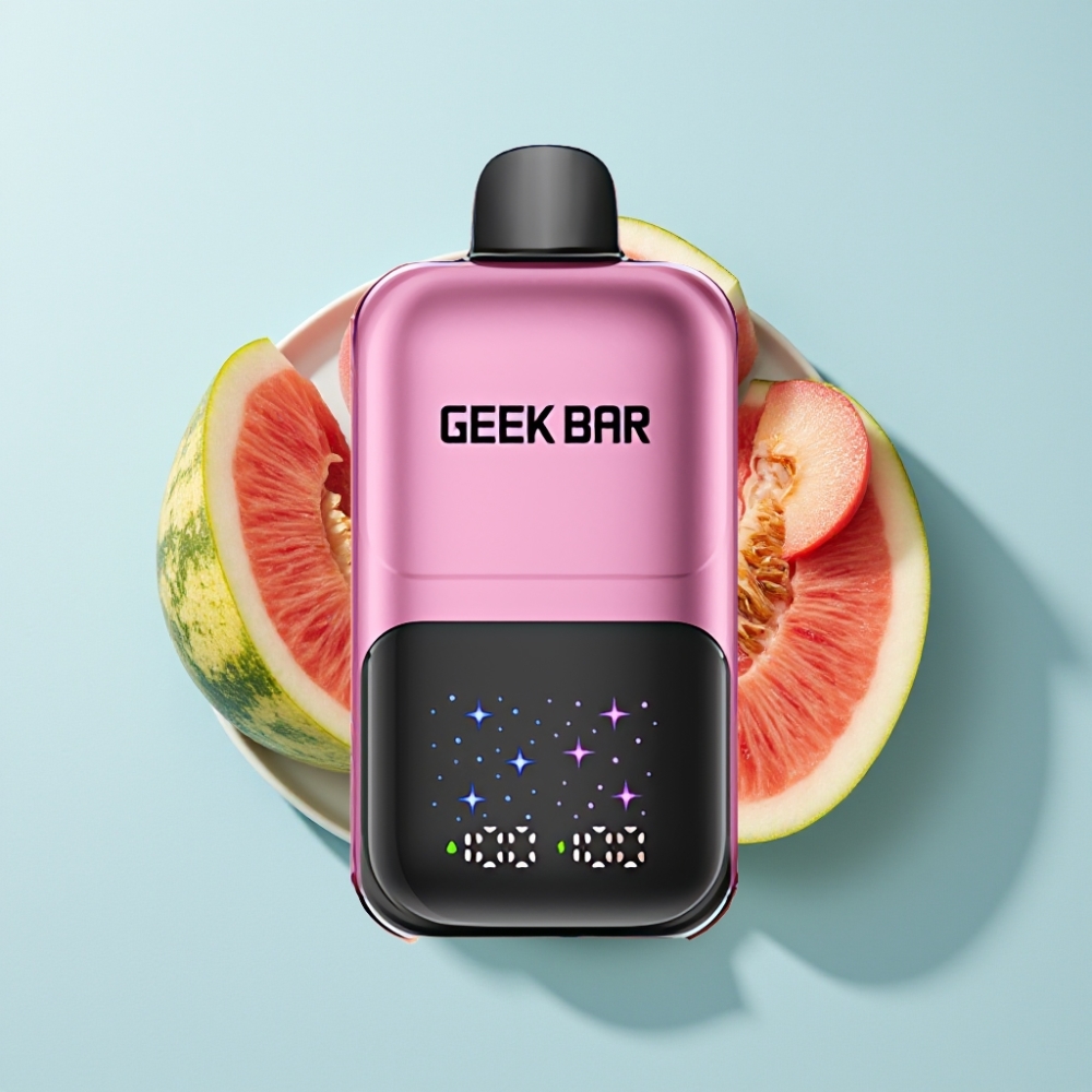 GEEK BAR 2GO 50000 Puffs Interaktiv Skärm Dubbla Tankar Peach  Watermelon