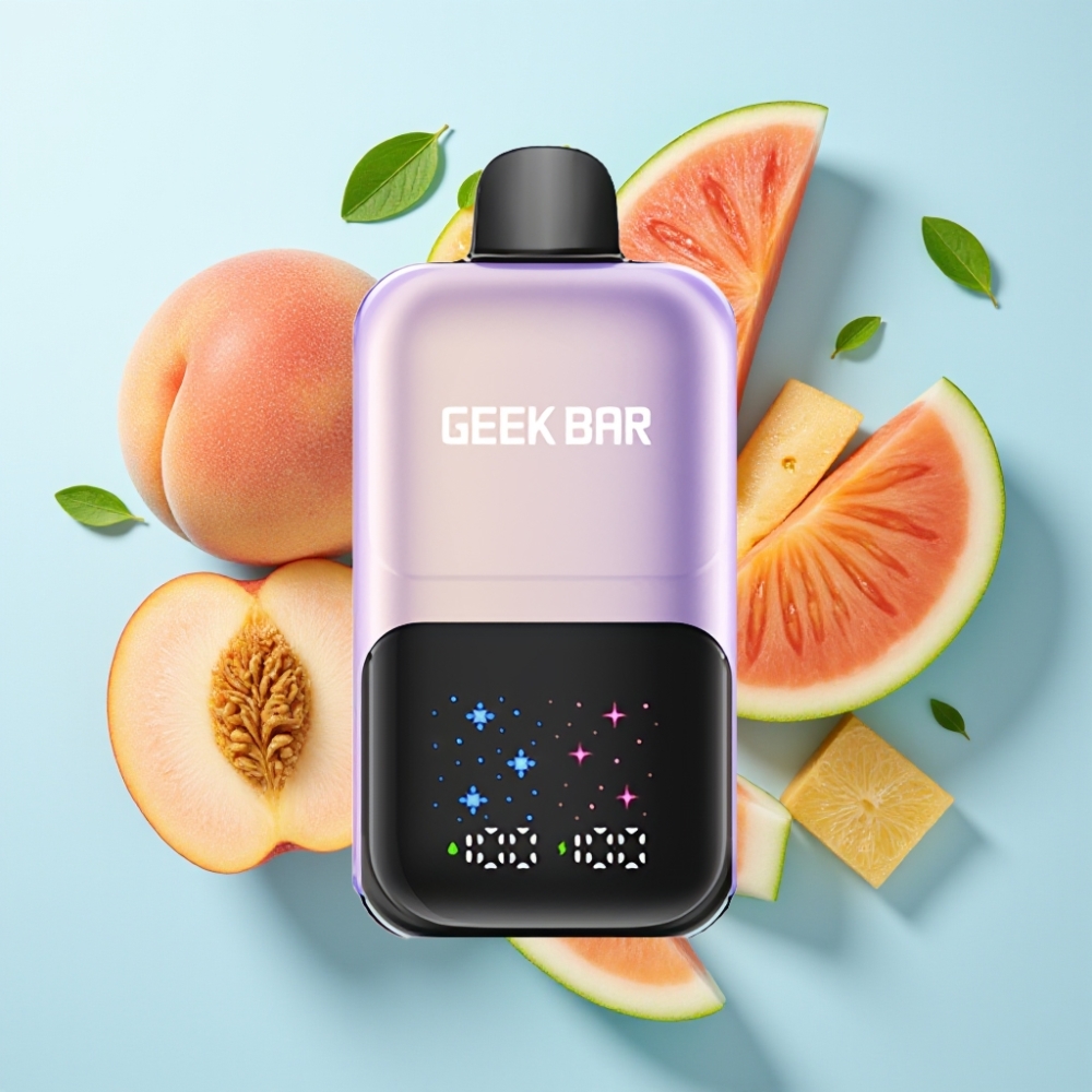 GEEK BAR 2GO 50000 Puffs Interaktiv Stor Skärm Dual Tank 20mL Peach Mango Watermelon Ice