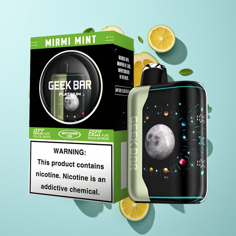 GEEK BAR Platinum Edition 25000 Puffar Matte Stål Finish USB-C Laddning Miami Mint