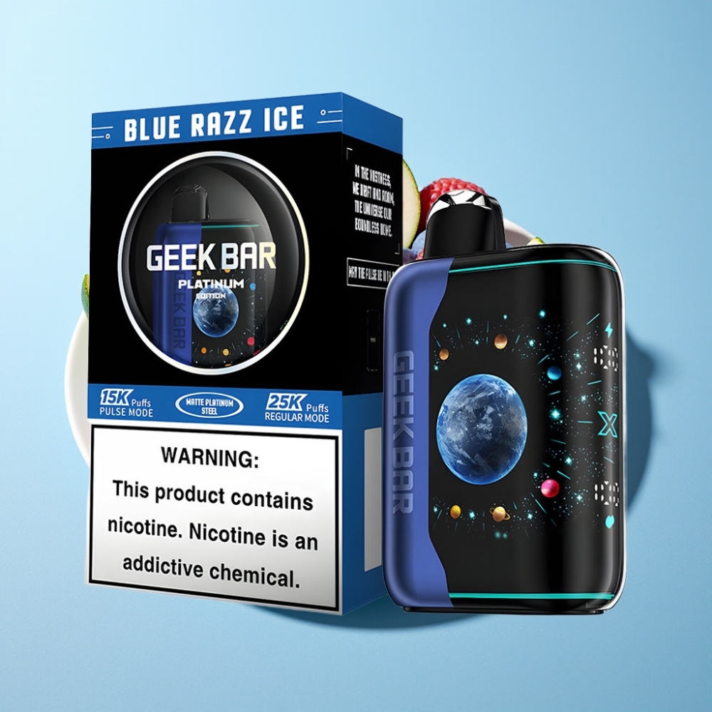 GEEK BAR Platinum Edition 25000 Puffar Matte Stål USB-C Dual Mesh Blå Razz Ice