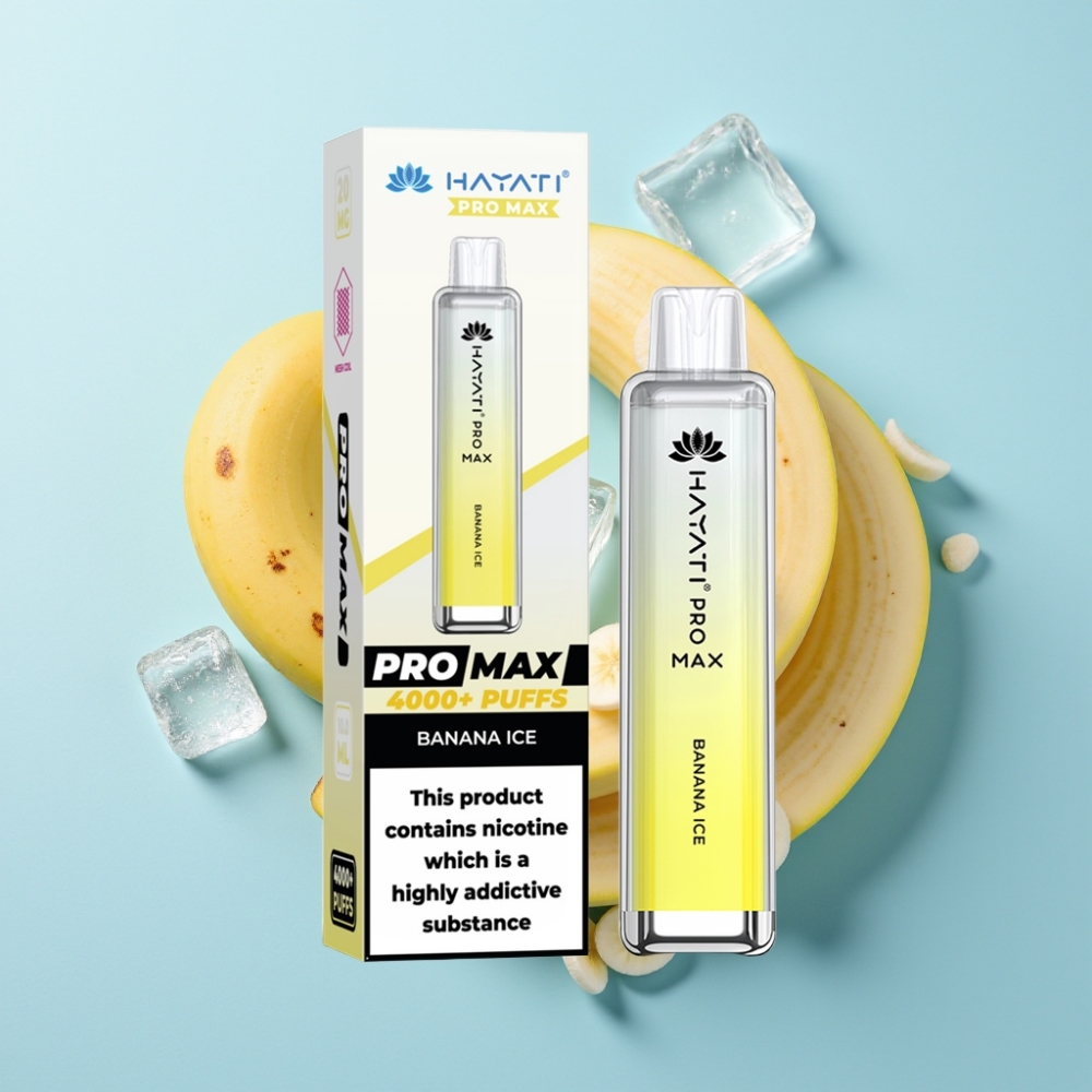 Hayati Pro Max 4000 Puffs Disposable Vape Banana Is med LED-ljus  Uppladdningsbart