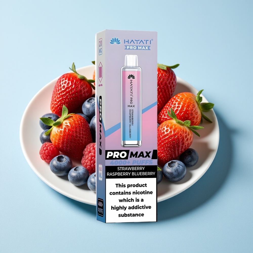 Hayati Pro Max 4000 Puffs Disposable Vape Dual Coil Rechargebar Batteri LED Crystal